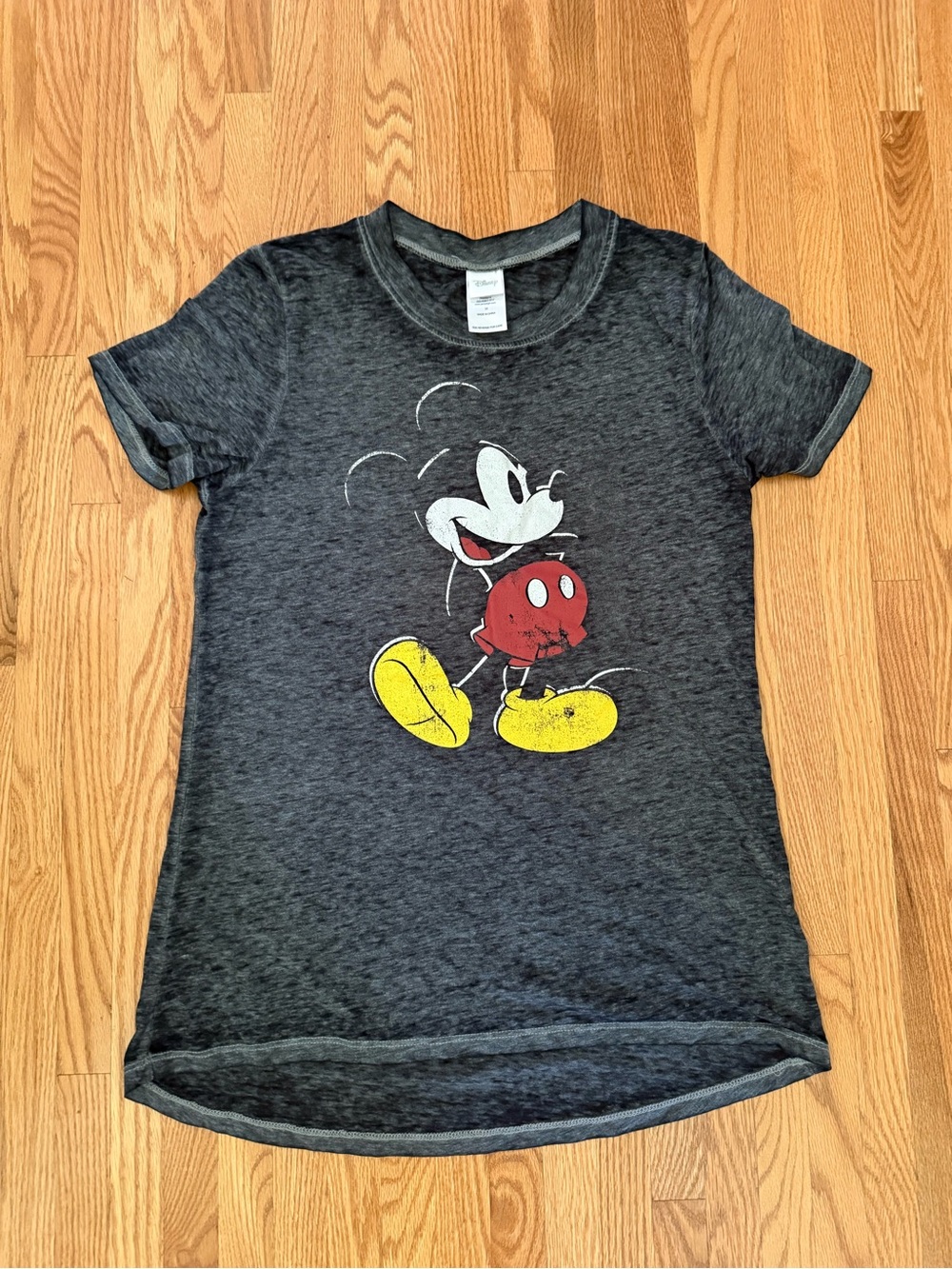 Women’s Graphic Mickey Mouse lightweight Charcoal Tee Sz M